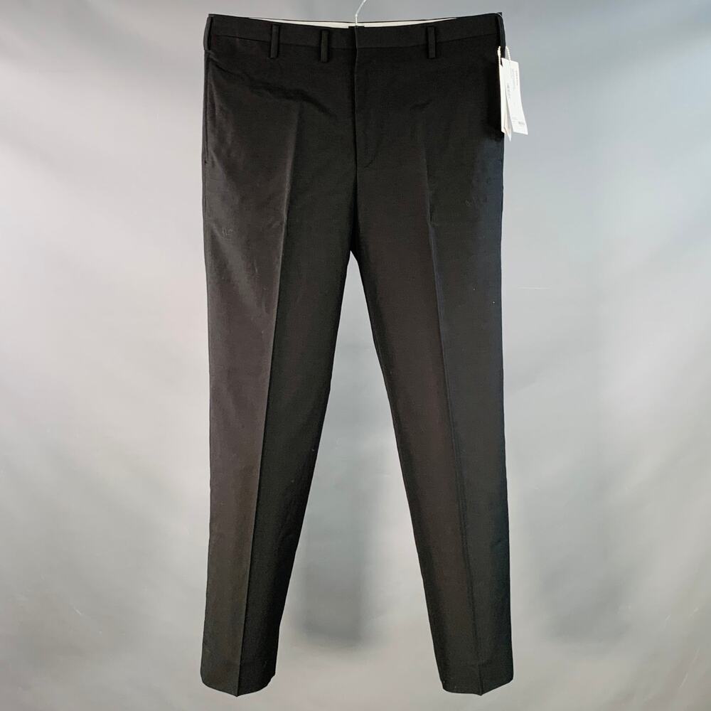 VISVIM Size L Dalton Slacks Black Wool Linen Tapered Zip Fly Dress Pants